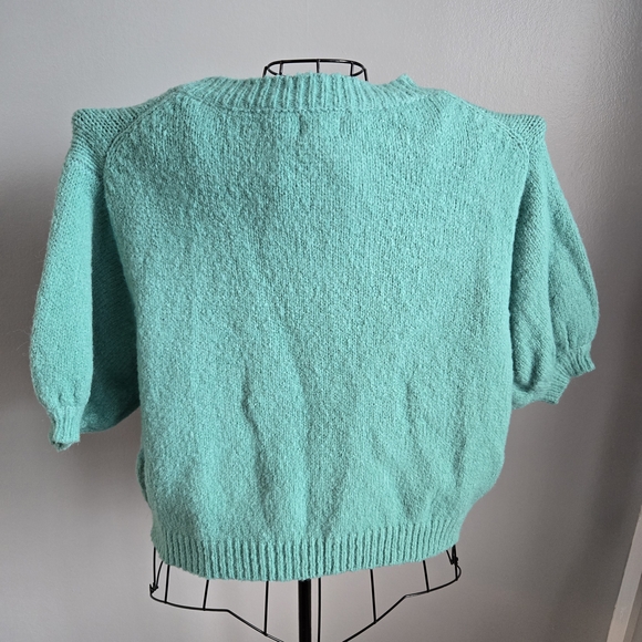 BiBi Colorful "Be Happy" Turquoise Sweater - Picture 5 of 7
